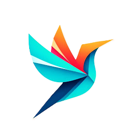 Logotipo de Alba Recalde: colibrí de origami